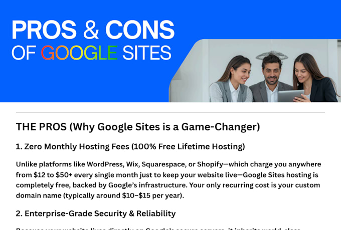 create a modern and responsive website using google sites